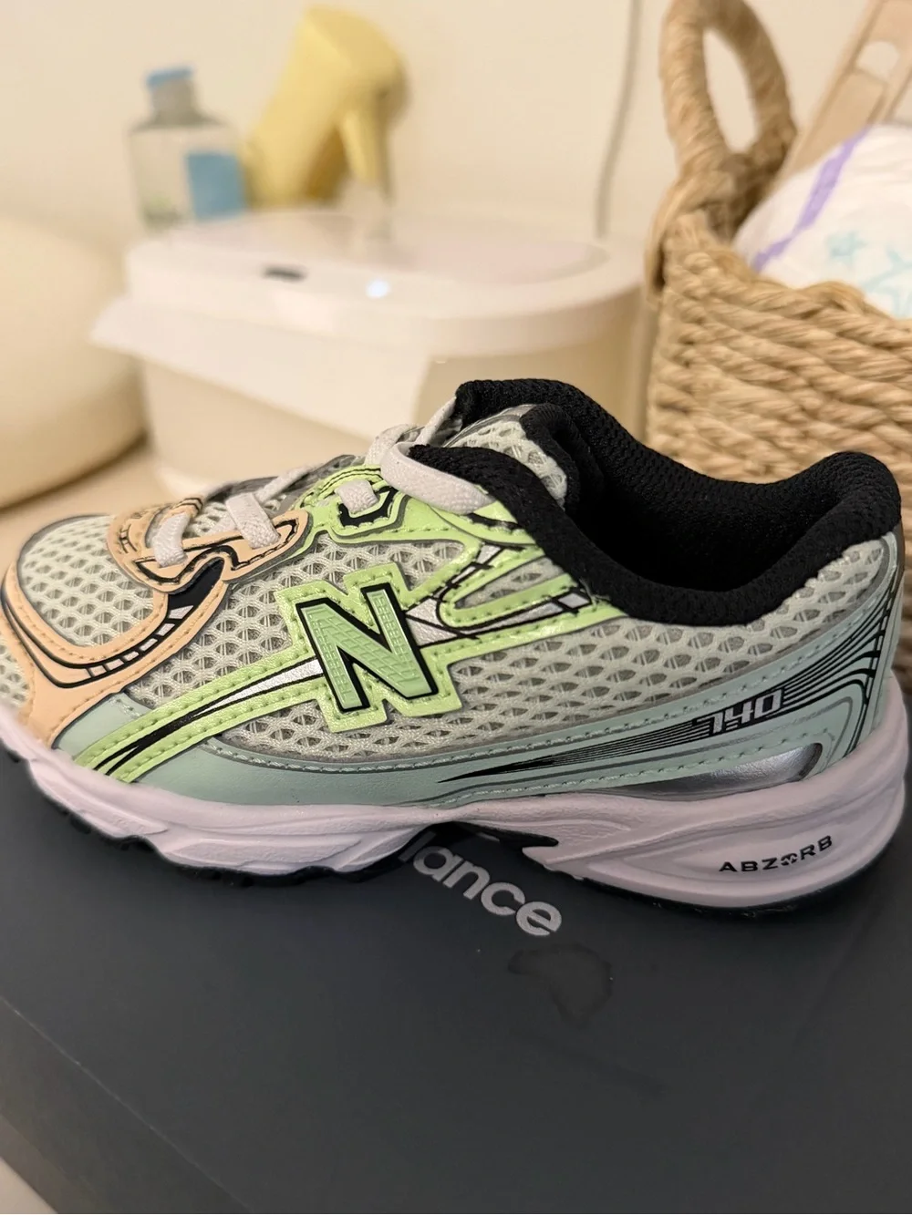 New Balance Kids Mint Green and Peach Athletic Sneaker